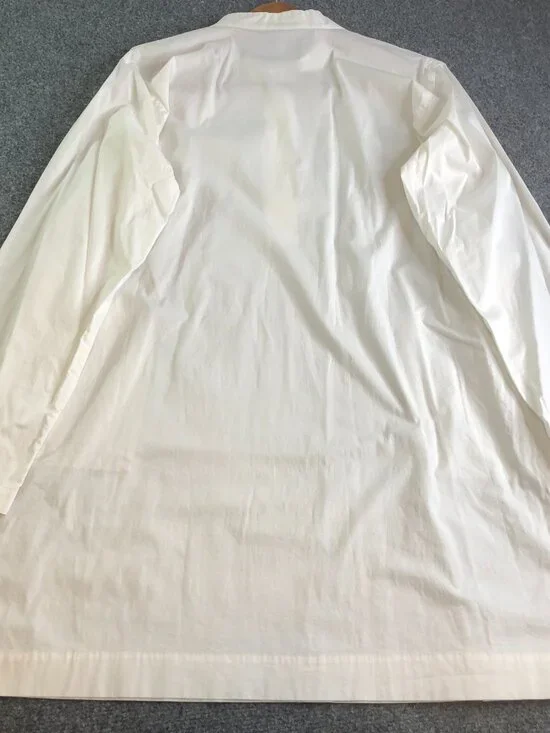 Eileen Fisher Tunic Shirt Womens Medium White Organic Cotton Band Collar Button - Picture 12 of 16